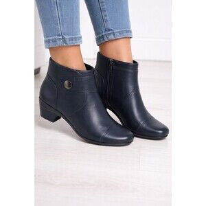 Clarks  Emily Calle  Leather Bootie Ankle Boot Womens Navy Dark BlueSize 6 M